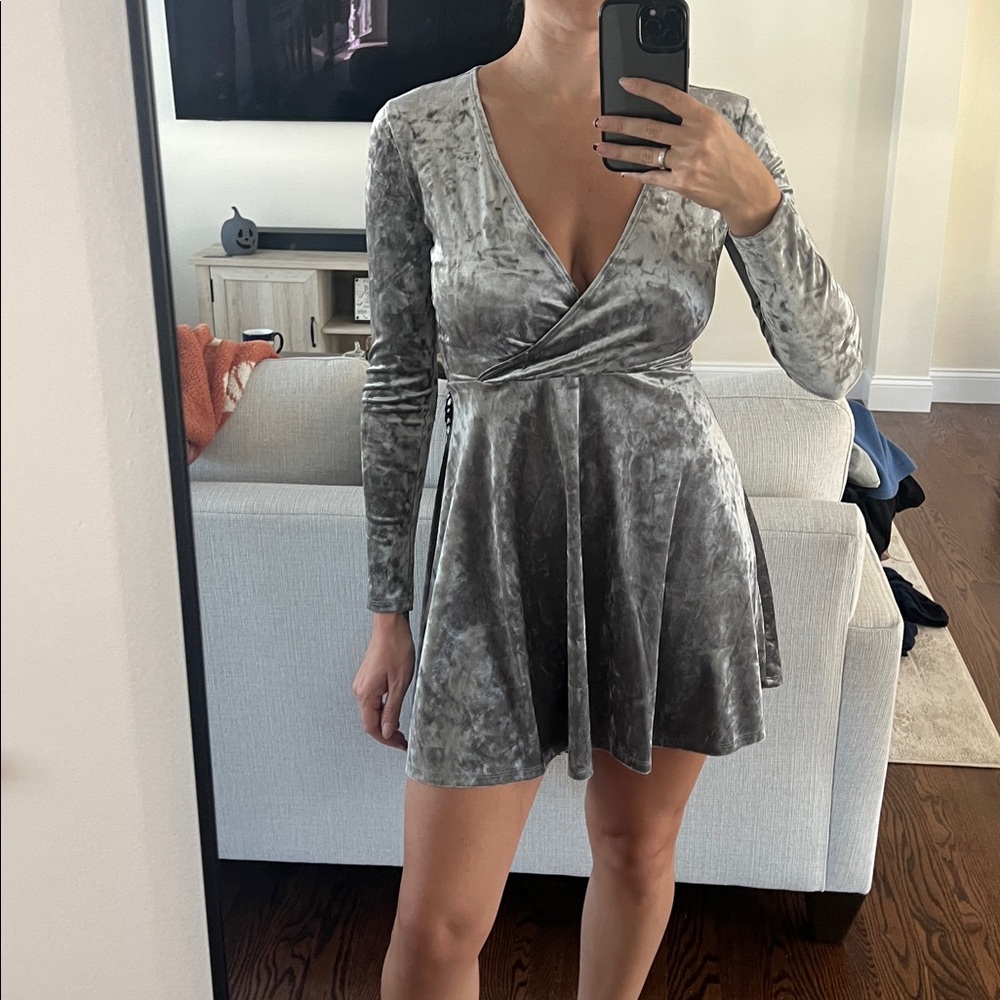 Forever 21 Gray Velvet Dress